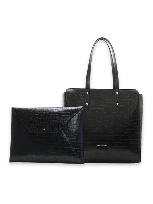 Beyond+ Croco Tote & Grace laptop Sleeve Combo Black
