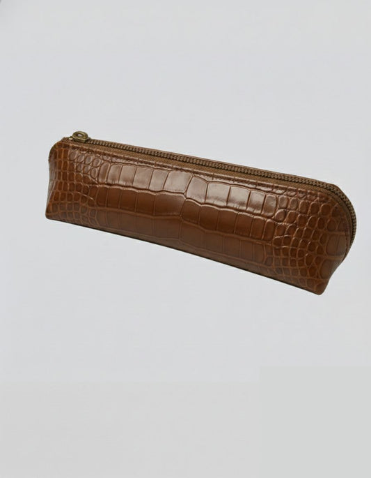 Stationery Pouch - Croco Tan