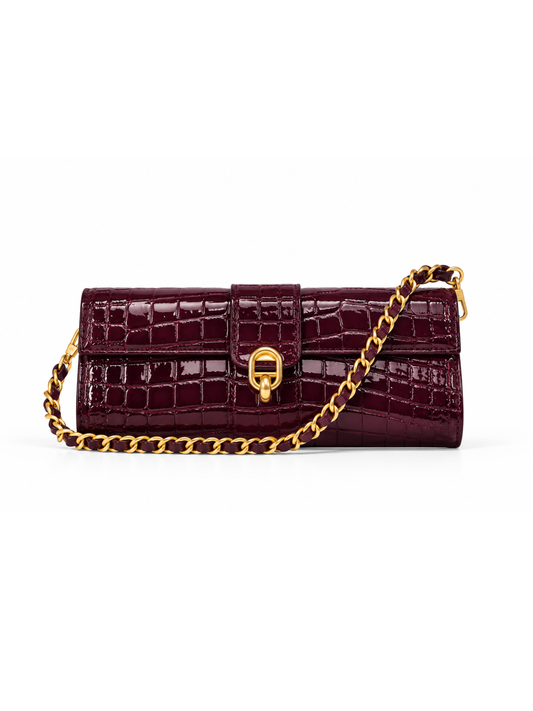 Barrel Clutch/Sling Croco Wine
