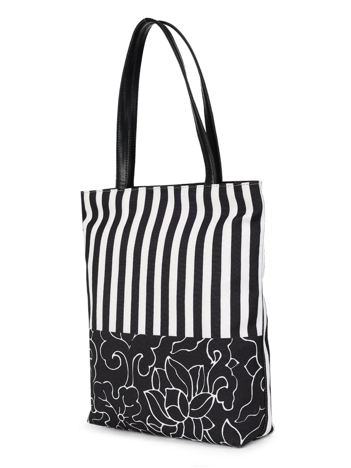 Stripped Floral Canvas Tote + Pouch