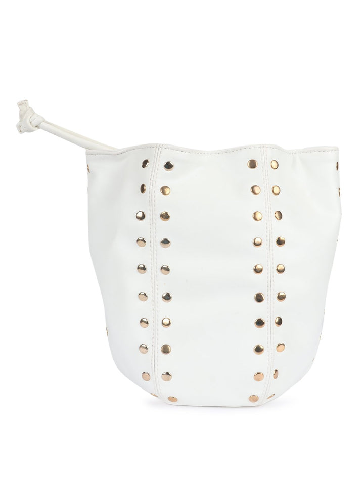 White Riveted Sling bag