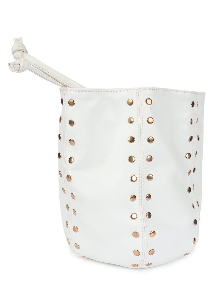 White Riveted Sling bag