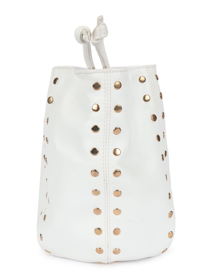 White Riveted Sling bag